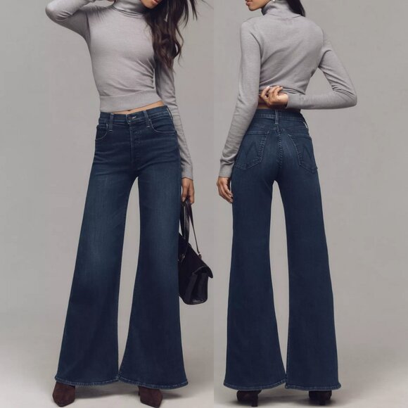 Mother The Tomcat Roller Sneak Jeans Blue High-Rise Flare - Picture 1 of 6